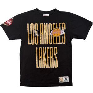 Mitchell & Ness Men's Small Los Angeles Lakers T-Shirt Black Cotton NBA